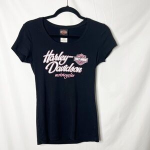 Harley-Davidson Los Angeles Pink Logo Cap Sleeve Tee